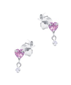 Hanging Heart CZ Silver Stud Earring STS-6342